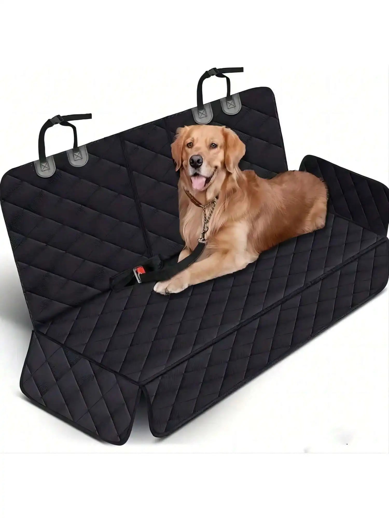Waterproof Dog Car Seat Cover — Back Seat Protector with Armrest & Anchor Straps