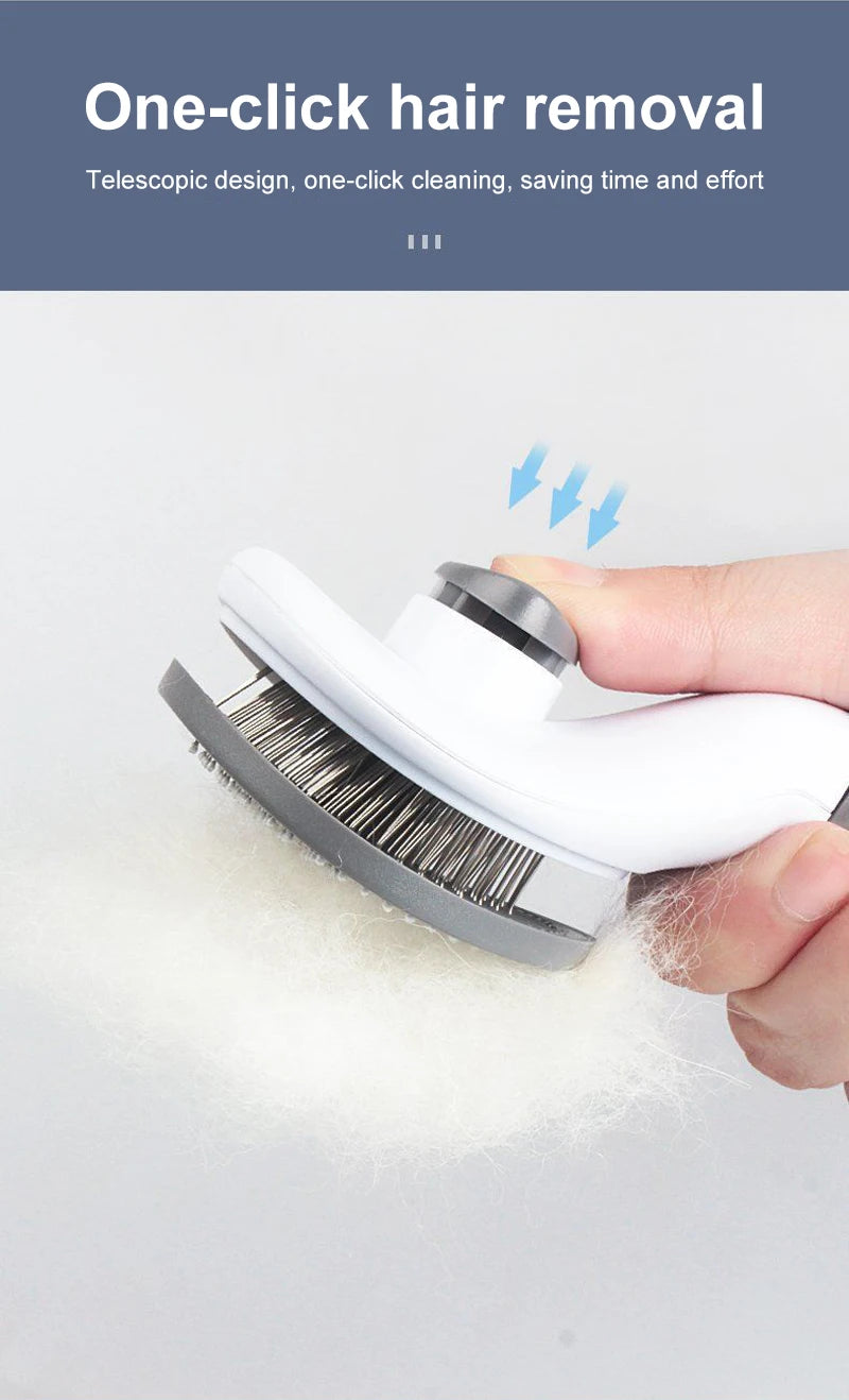 Self-Cleaning Pet Grooming Brush — Dog & Cat Hair Remover with Massage Pins