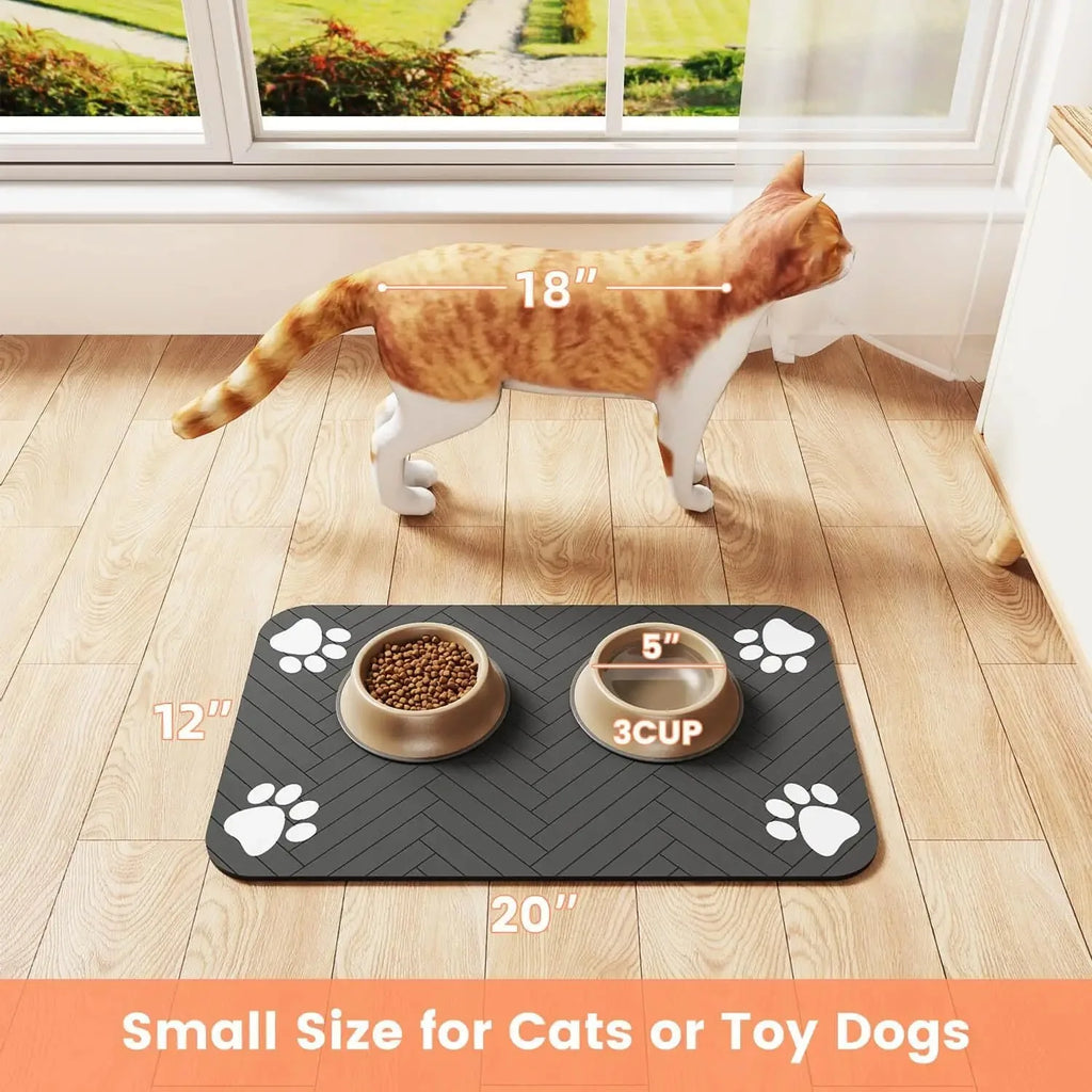 Pet Feeding Mat — Waterproof & Quick-Dry Food Bowl Mat for Dogs & Cats