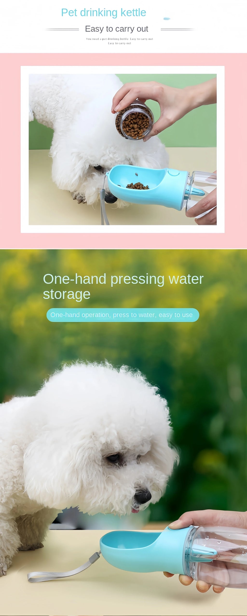 2-in-1 Portable Dog Water Bottle with Food Storage — Travel Pet Feeder