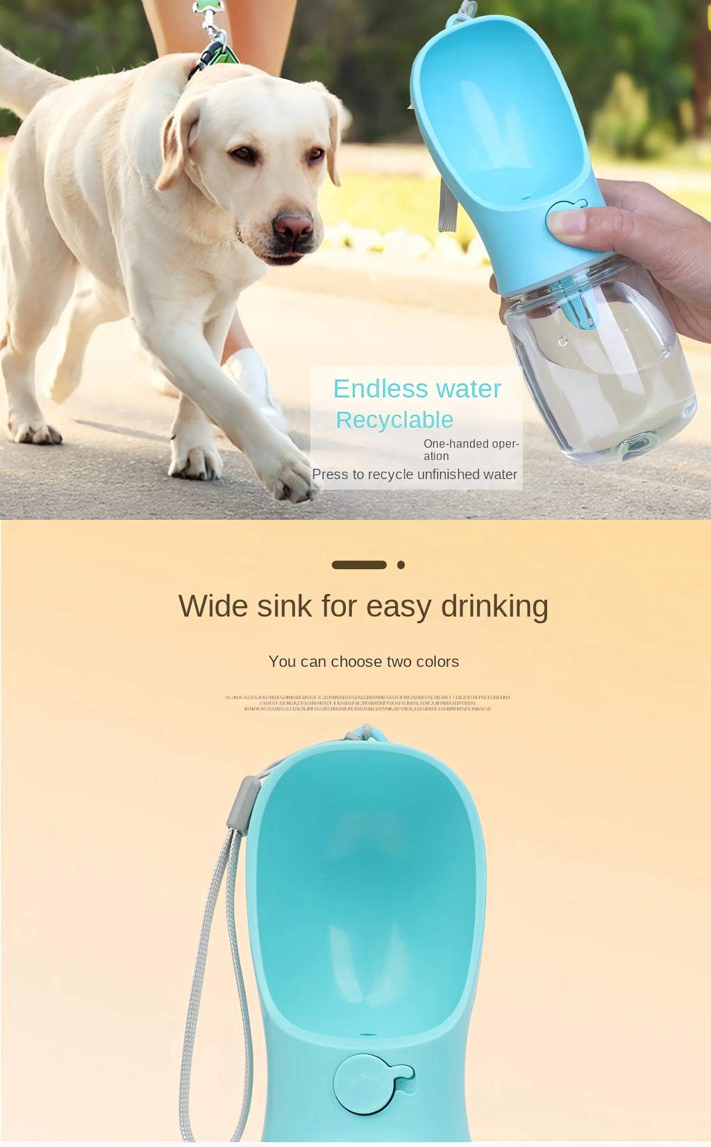 2-in-1 Portable Dog Water Bottle with Food Storage — Travel Pet Feeder