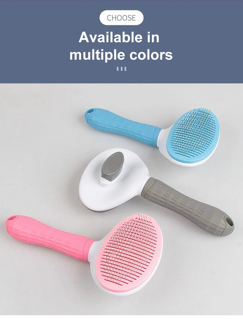Self-Cleaning Pet Grooming Brush — Dog & Cat Hair Remover with Massage Pins