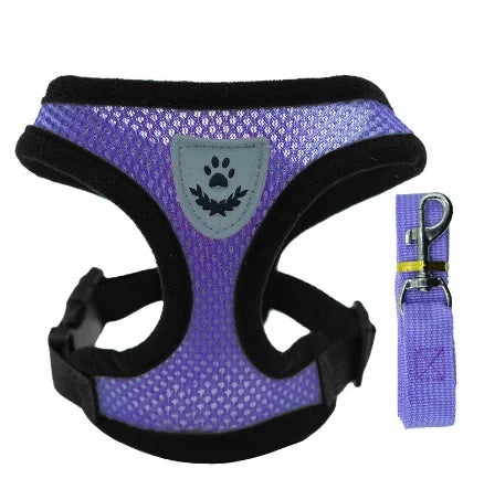 Adjustable Cat & Dog Harness Vest with Leash — Small & Medium Pets