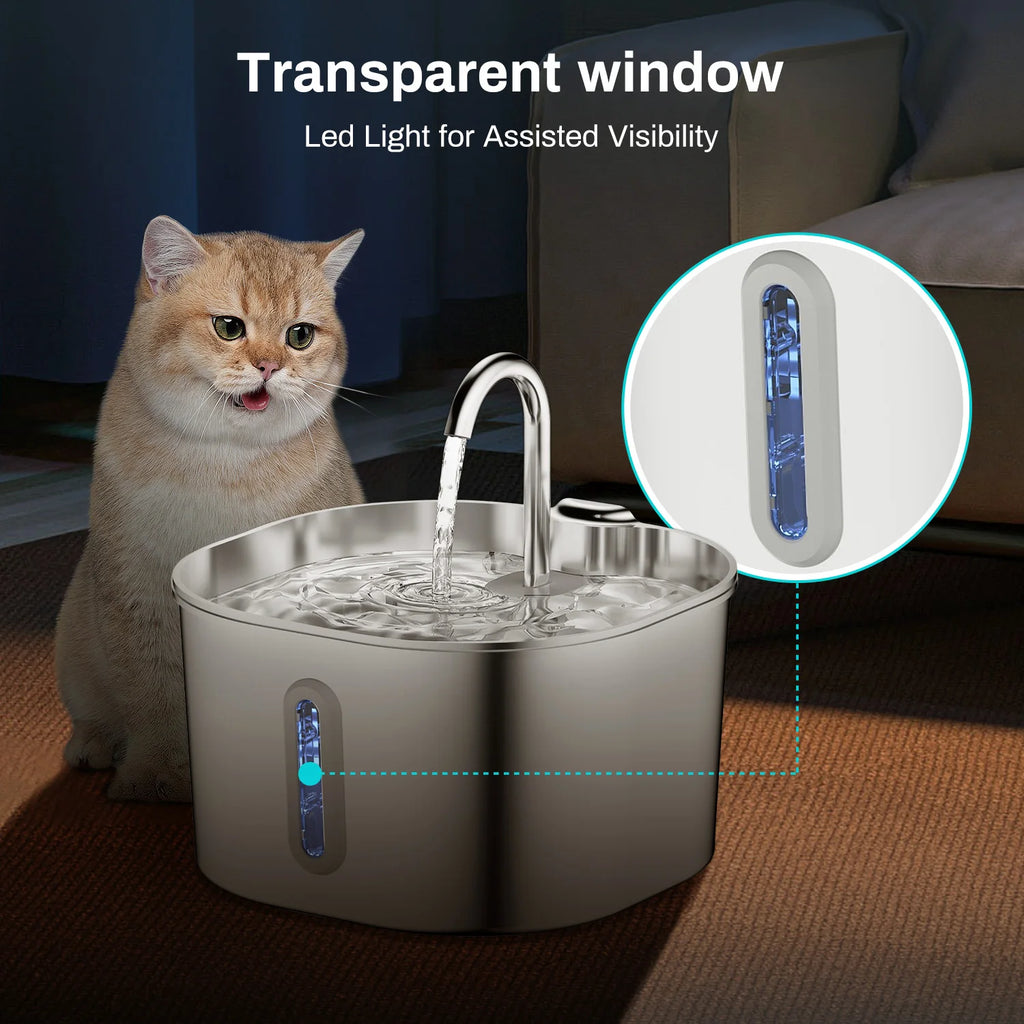 Automatic Pet Water Fountain — 2.2L Stainless Steel Dog & Cat Water Dispenser | CoolPaws