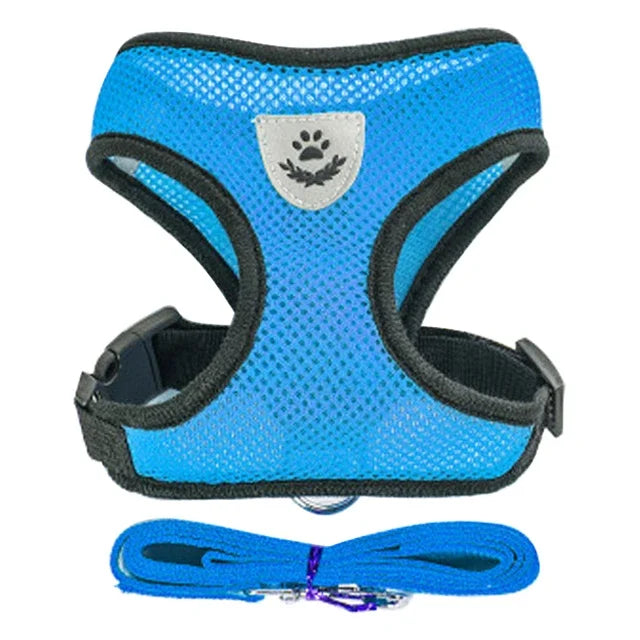 Adjustable Cat & Dog Harness Vest with Leash — Small & Medium Pets