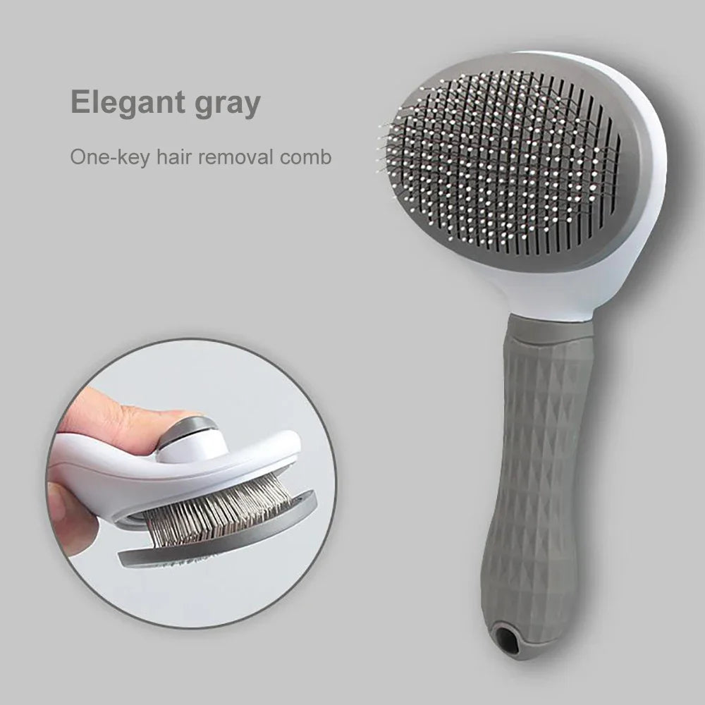 Self-Cleaning Pet Grooming Brush — Dog & Cat Hair Remover with Massage Pins