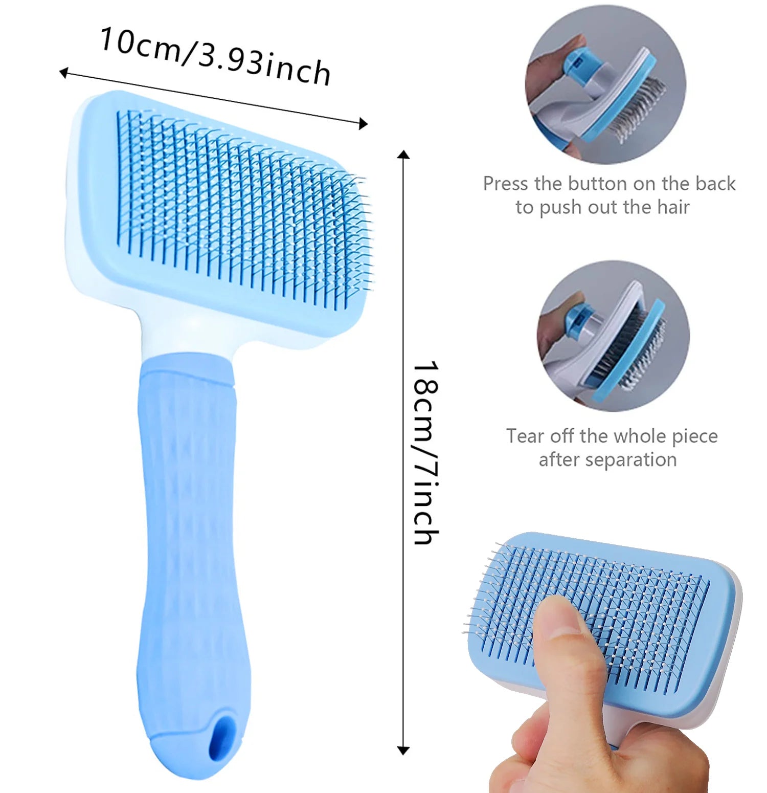 Self-Cleaning Pet Grooming Brush — Dog & Cat Hair Remover with Massage Pins