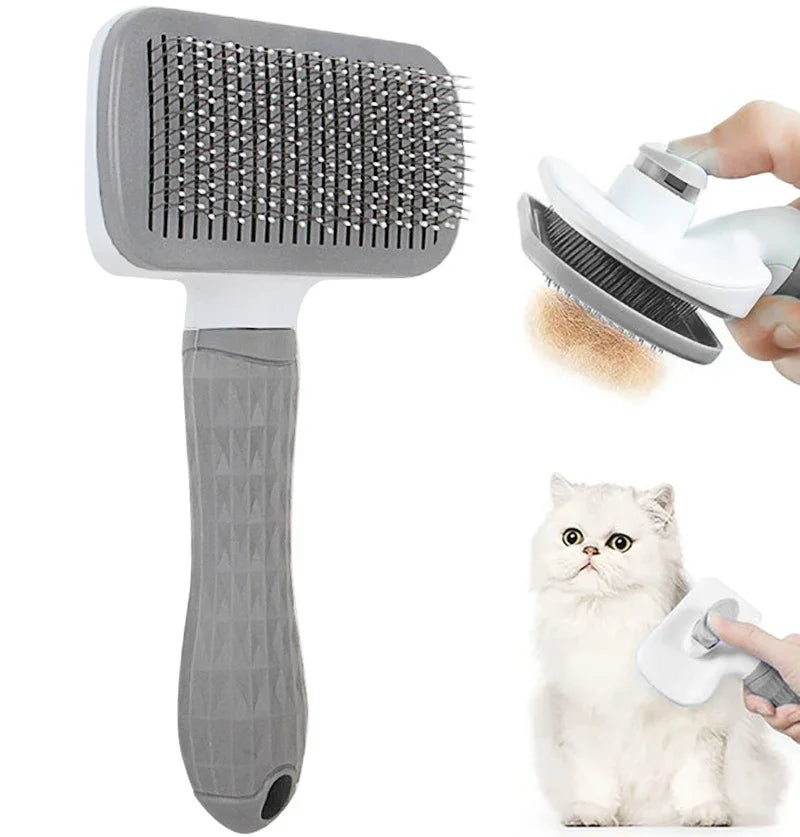 Self-Cleaning Pet Grooming Brush — Dog & Cat Hair Remover with Massage Pins