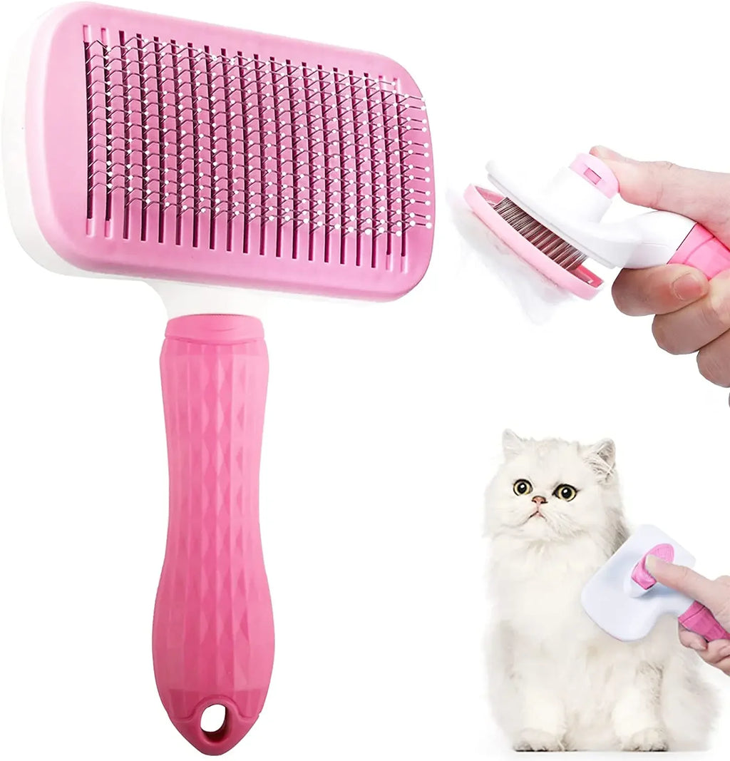 Self-Cleaning Pet Grooming Brush — Dog & Cat Hair Remover with Massage Pins