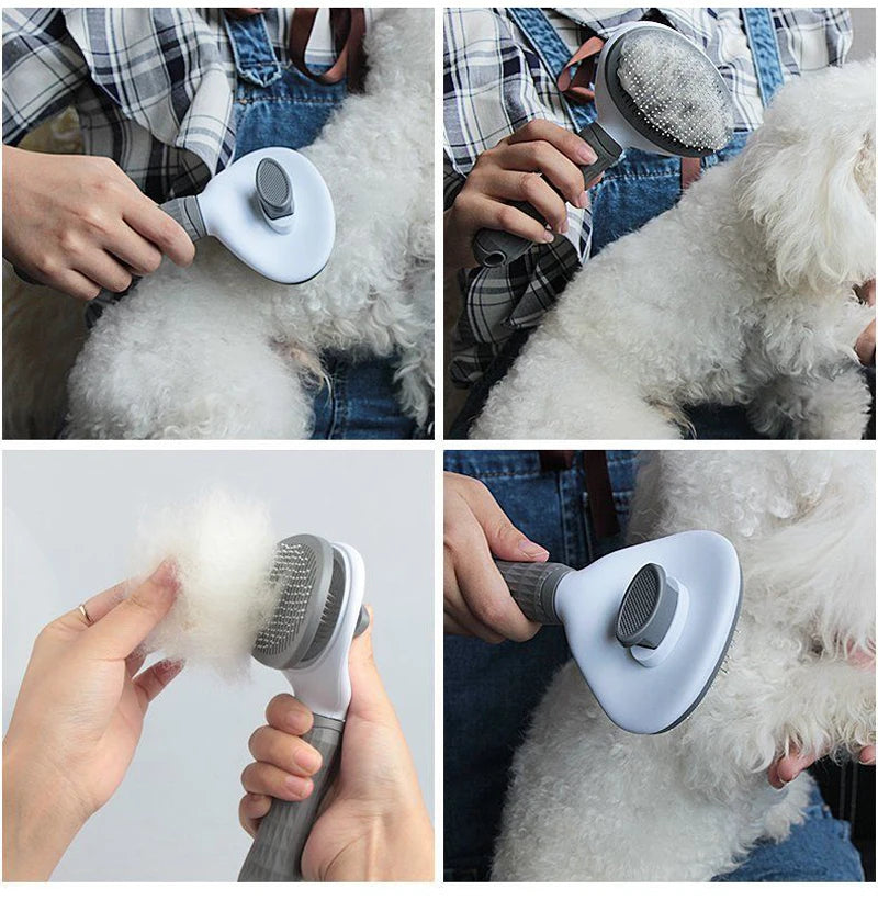 Self-Cleaning Pet Grooming Brush — Dog & Cat Hair Remover with Massage Pins