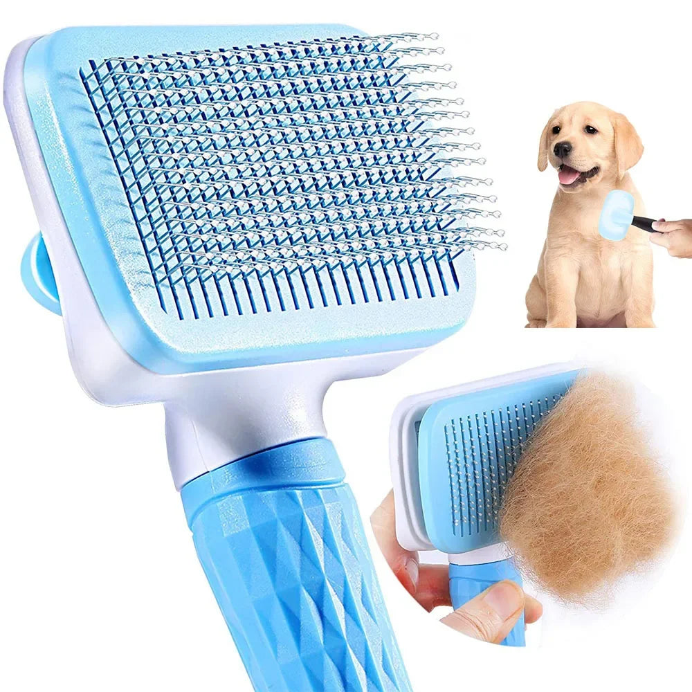 Self-Cleaning Pet Grooming Brush — Dog & Cat Hair Remover with Massage Pins