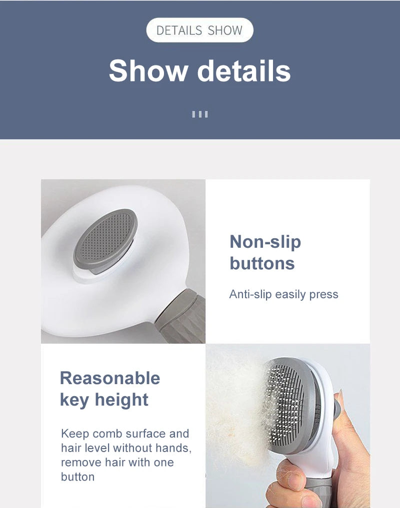 Self-Cleaning Pet Grooming Brush — Dog & Cat Hair Remover with Massage Pins