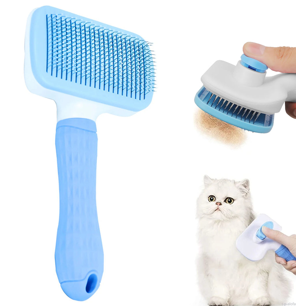 Self-Cleaning Pet Grooming Brush — Dog & Cat Hair Remover with Massage Pins