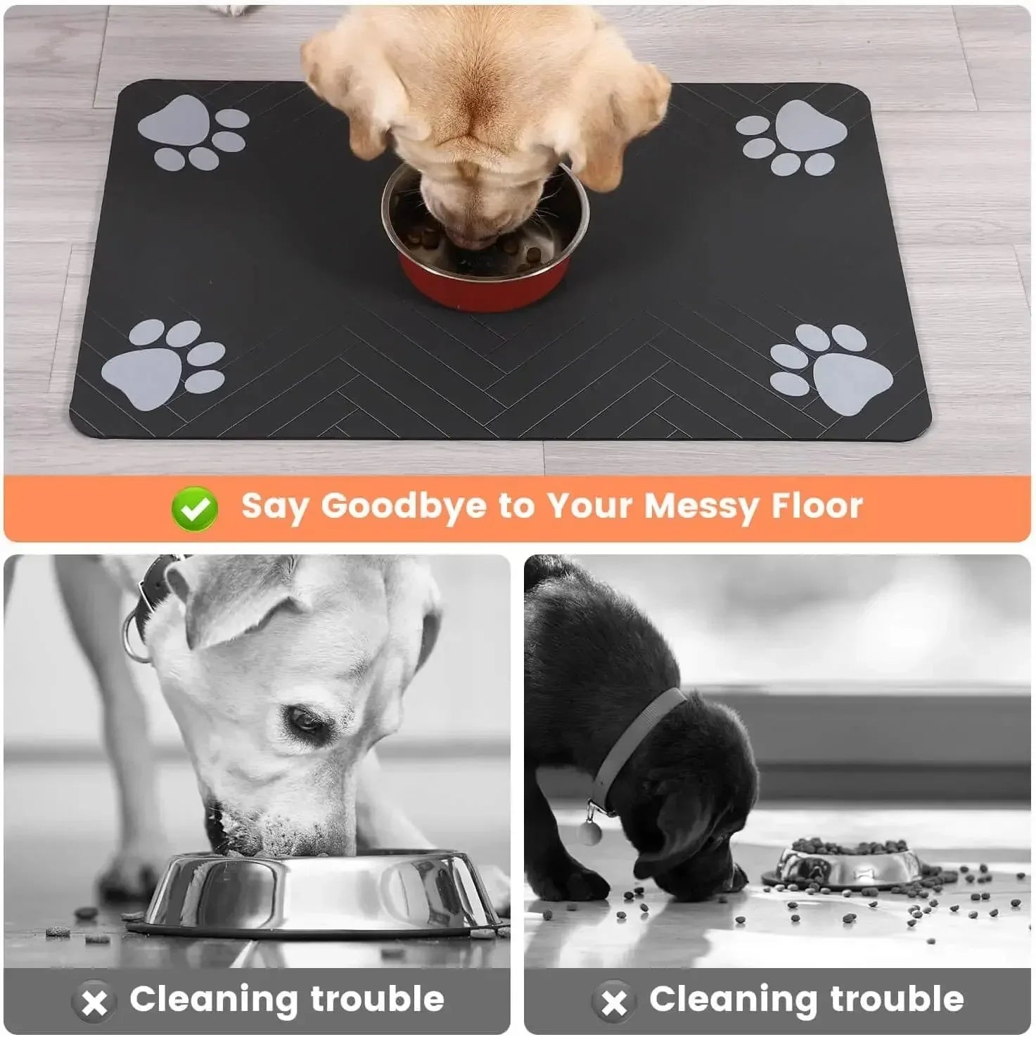 Pet Feeding Mat — Waterproof & Quick-Dry Food Bowl Mat for Dogs & Cats