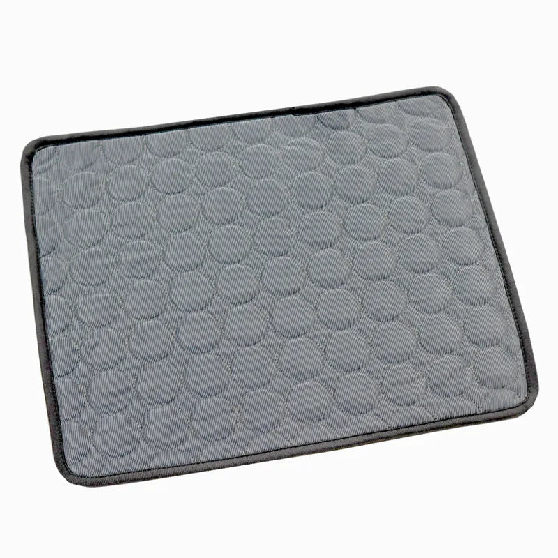 CoolPaws self-cooling mat for dogs and cats - grey - flat lay product photo showing ice silk texture