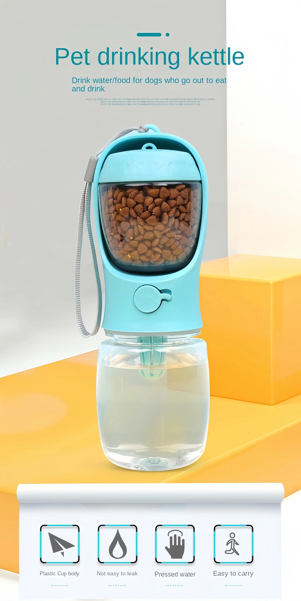 2-in-1 Portable Dog Water Bottle with Food Storage — Travel Pet Feeder