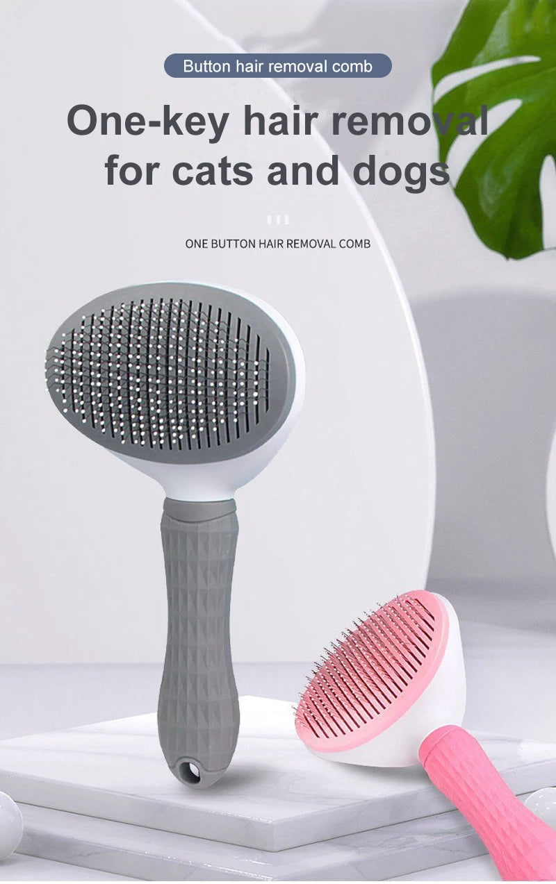 Self-Cleaning Pet Grooming Brush — Dog & Cat Hair Remover with Massage Pins