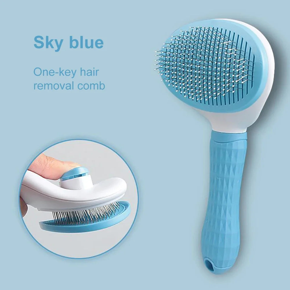 Self-Cleaning Pet Grooming Brush — Dog & Cat Hair Remover with Massage Pins