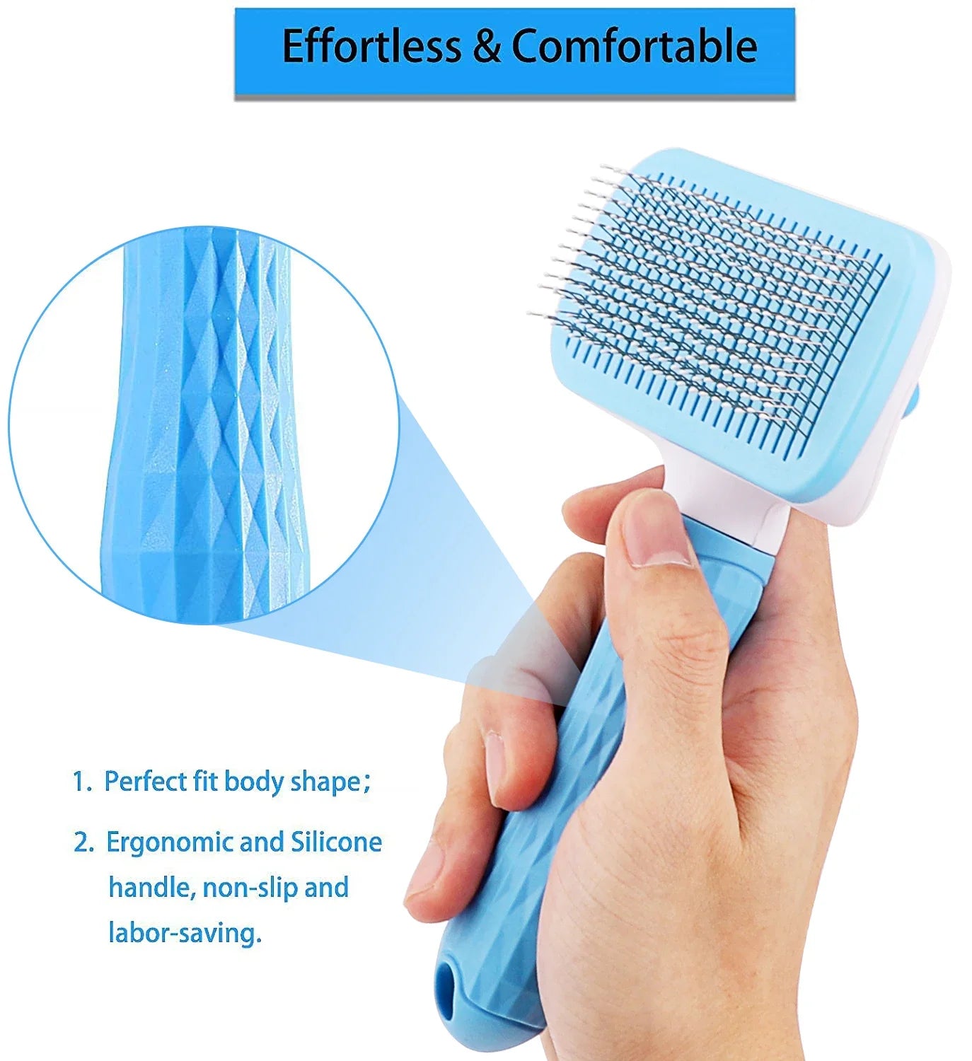 Self-Cleaning Pet Grooming Brush — Dog & Cat Hair Remover with Massage Pins