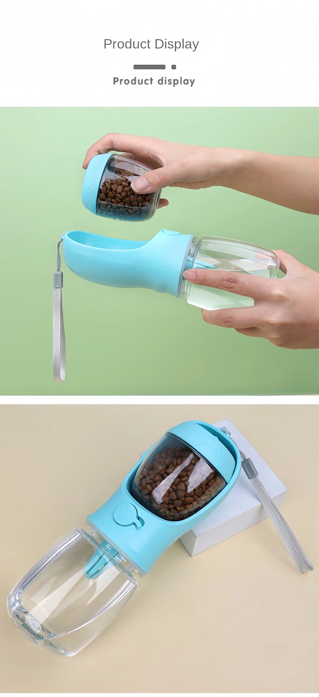 2-in-1 Portable Dog Water Bottle with Food Storage — Travel Pet Feeder