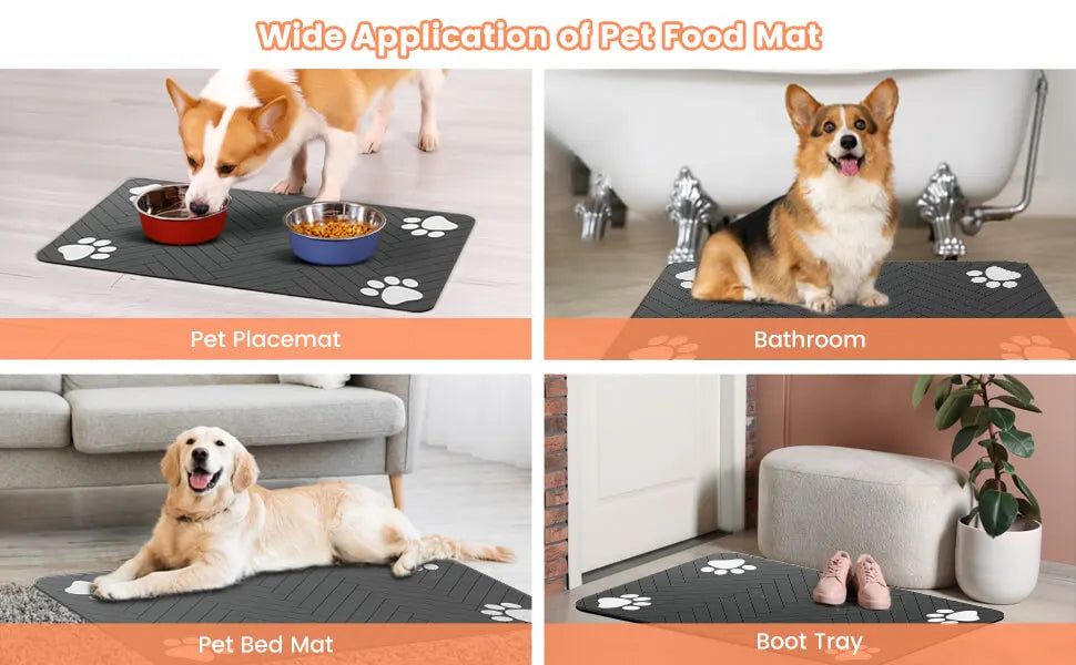 Pet Feeding Mat — Waterproof & Quick-Dry Food Bowl Mat for Dogs & Cats