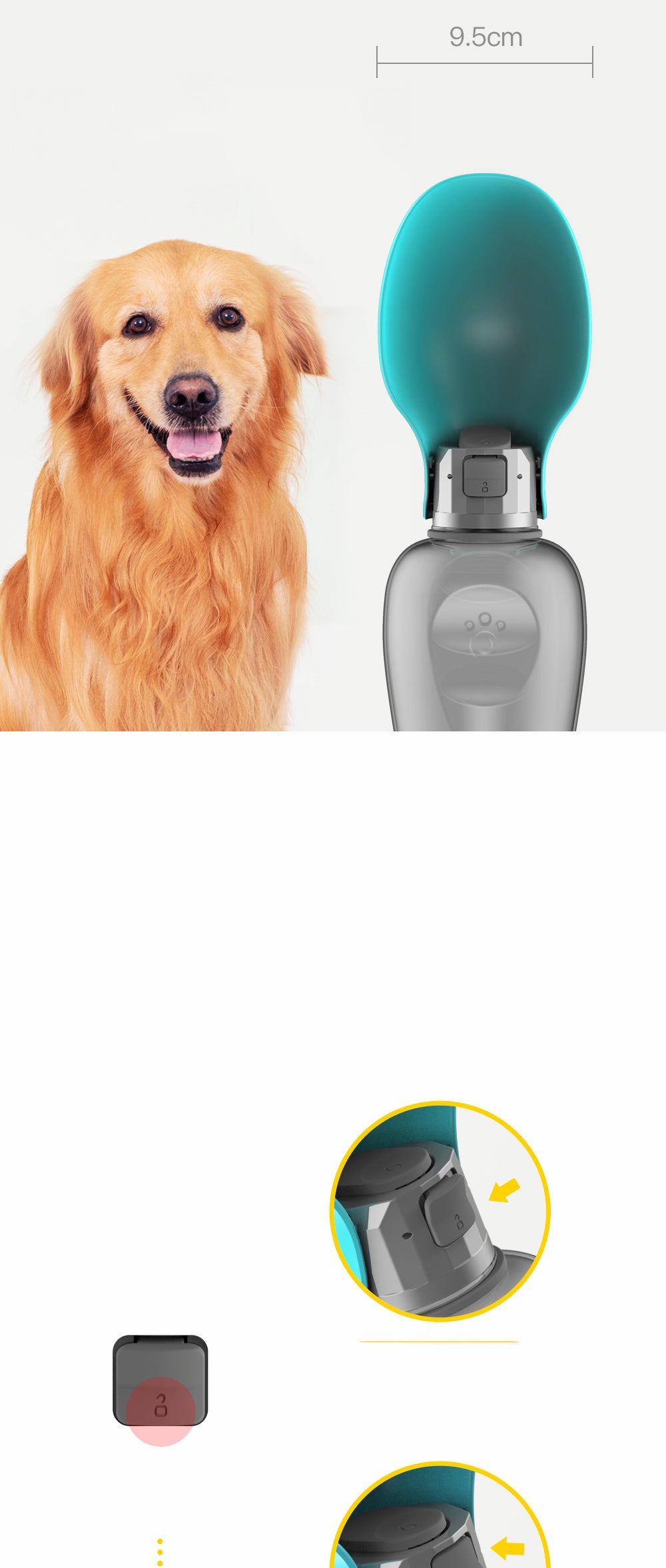 800ml Portable Dog Water Bottle — Travel Drinking Bowl for Dogs & Cats