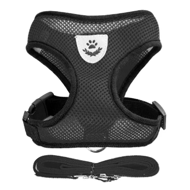 Adjustable Cat & Dog Harness Vest with Leash — Small & Medium Pets