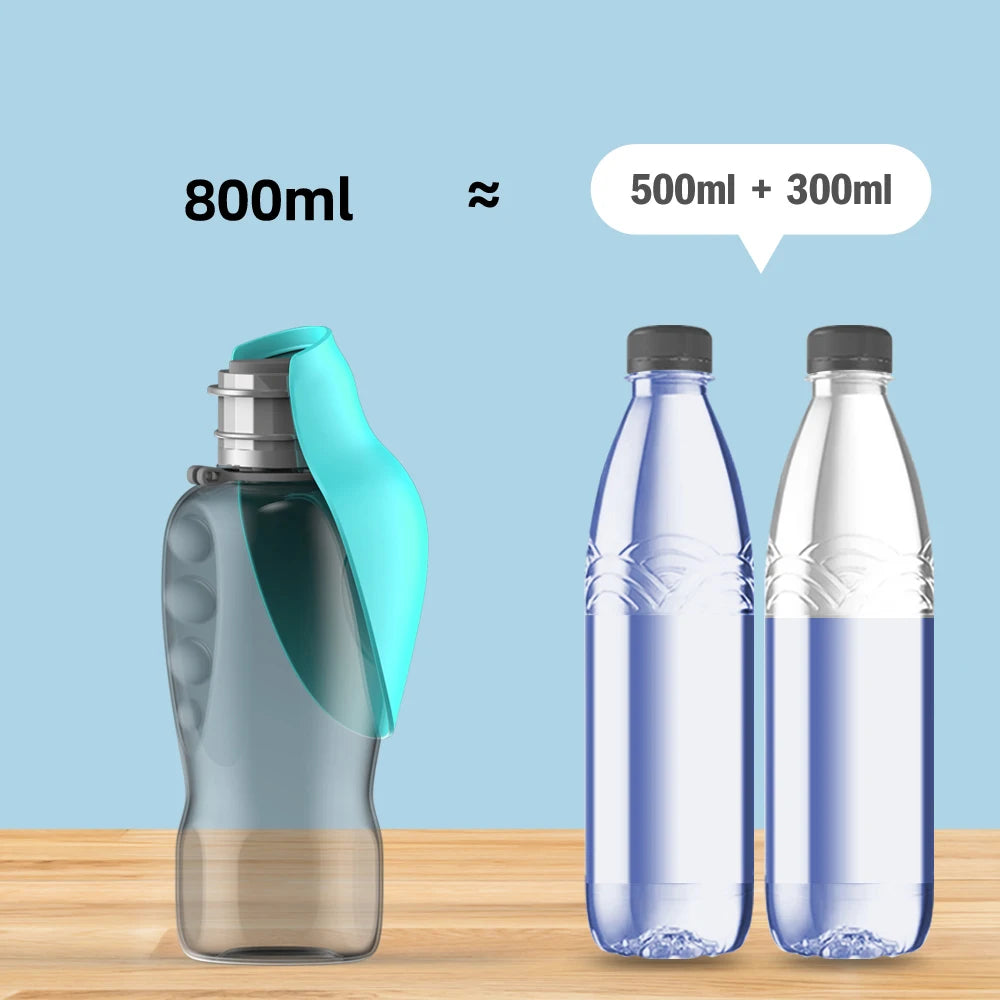 800ml Portable Dog Water Bottle — Travel Drinking Bowl for Dogs & Cats