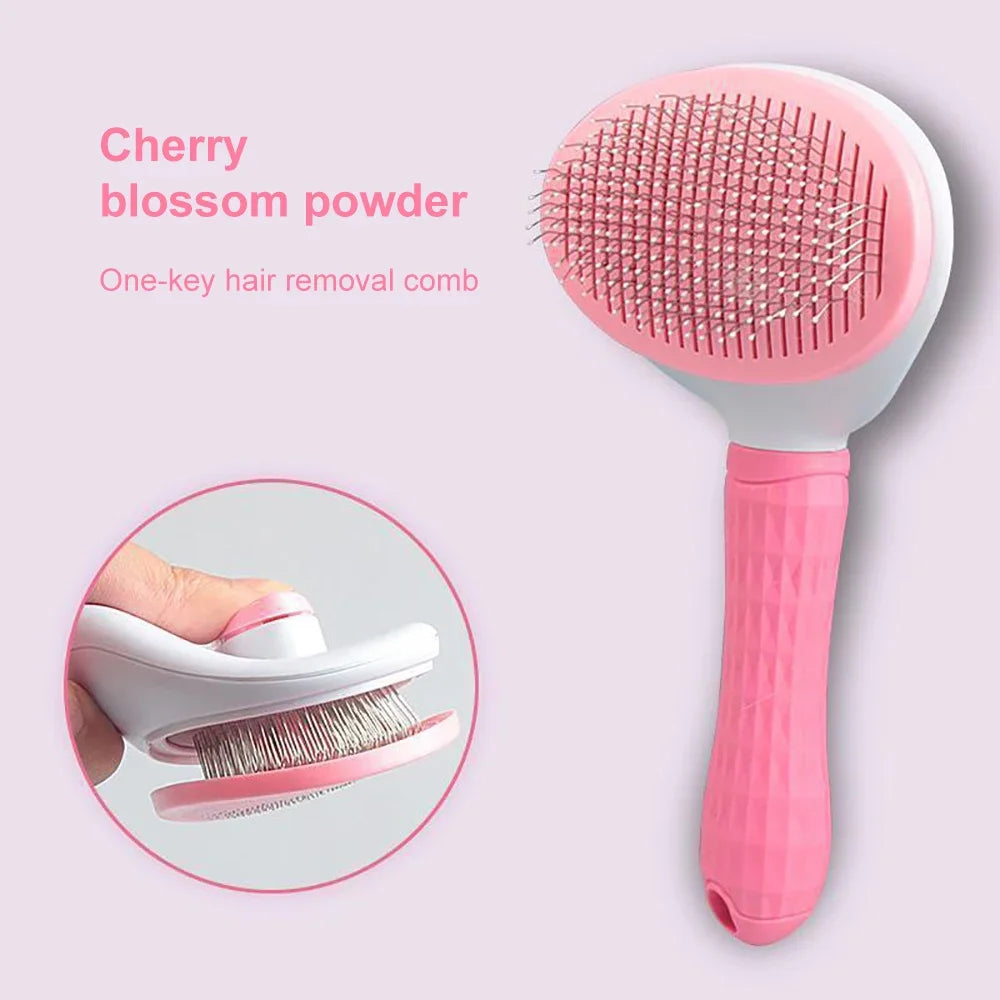 Self-Cleaning Pet Grooming Brush — Dog & Cat Hair Remover with Massage Pins
