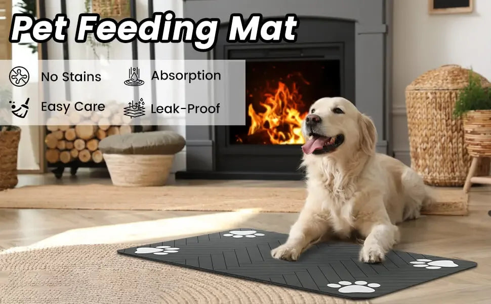 Pet Feeding Mat — Waterproof & Quick-Dry Food Bowl Mat for Dogs & Cats